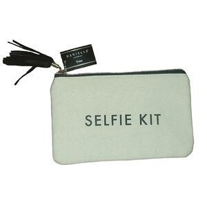 Danielle Creations Selfie Kit Canvas Fringe Zippered Top Tote Cosmetic Bag NWT